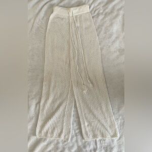 Zaful White Knit Pants with Drawstring